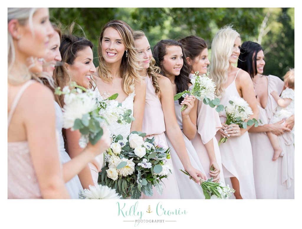 Bridesmaids smile together | Kelly Cronin Photography | Cape Cod Wedding Photographer
