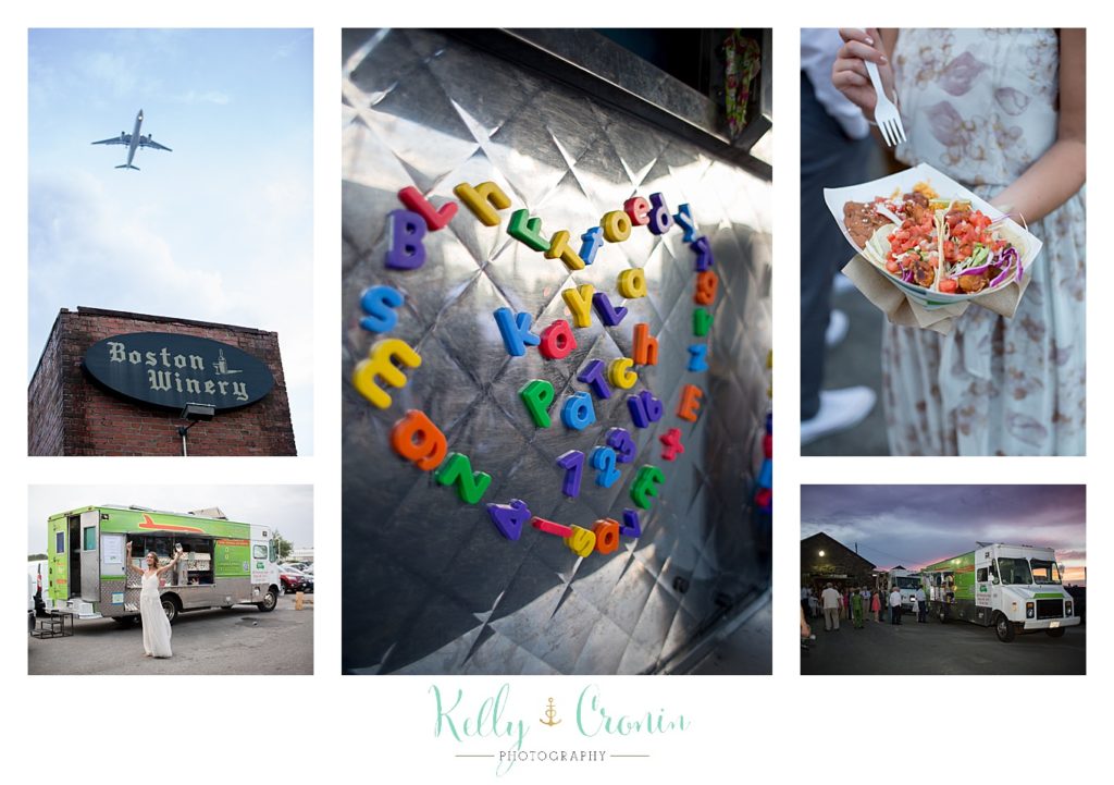 Kitchen magnets are laid out into the shape of a heart | Kelly Cronin Photography | Cape Cod Wedding Photographer
