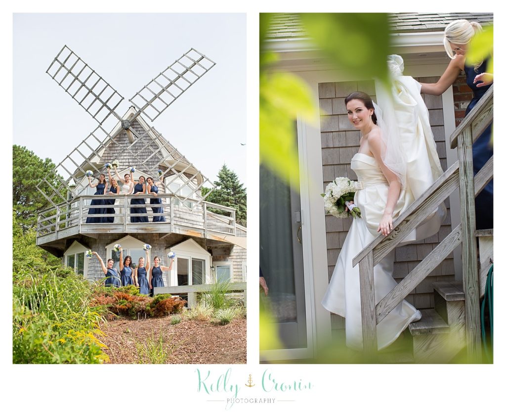 A bride stands in a lighthouse | Kelly Cronin Photography | Cape Cod Wedding Photographer