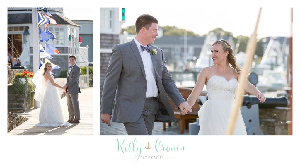 A groom holds his bride's hand | Kelly Cronin Photography | Cape Cod Wedding Photographer
