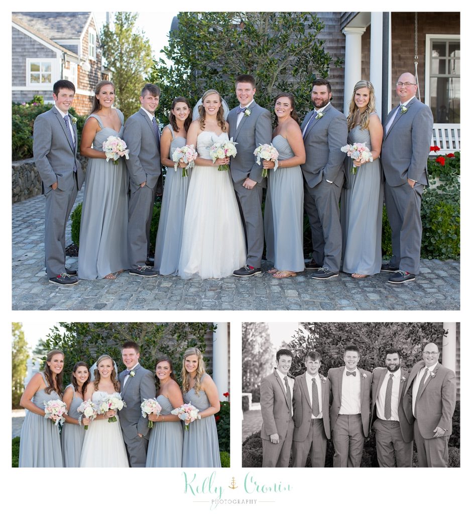 A wedding party get ready for photos | Kelly Cronin Photography | Cape Cod Wedding Photographer