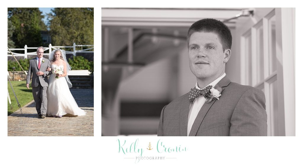 A man looks at his bride | Kelly Cronin Photography | Cape Cod Wedding Photographer