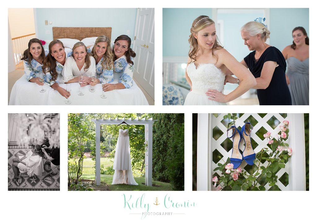 A mother helps her daughter get ready | Kelly Cronin Photography | Cape Cod Wedding Photographer