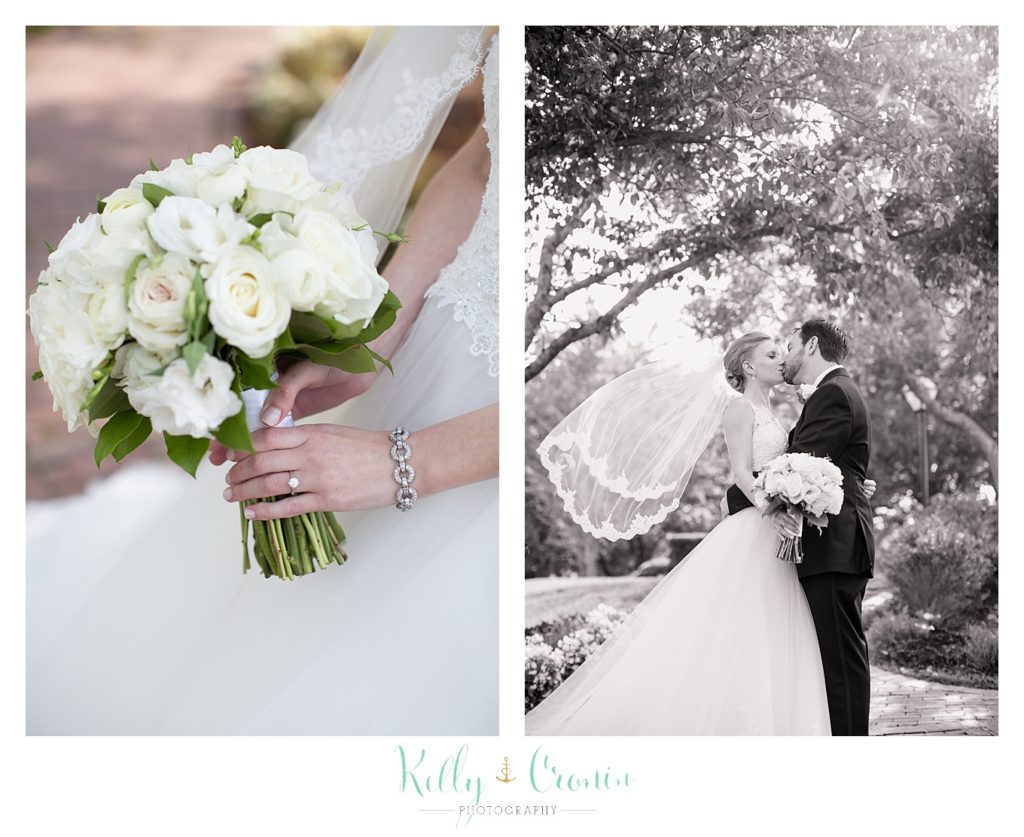 A bride and groom get close to each other | Kelly Cronin Photography | Cape Cod Wedding Photographer