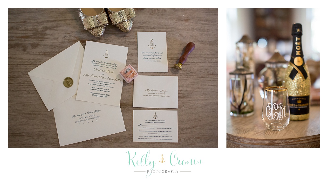 Invitations sit on a table | Kelly Cronin Photography | Cape Cod Wedding Photographer
