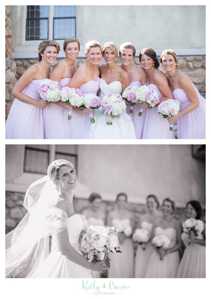 A bride has fun with her girls  | Kelly Cronin Photography | Cape Cod Wedding Photographer