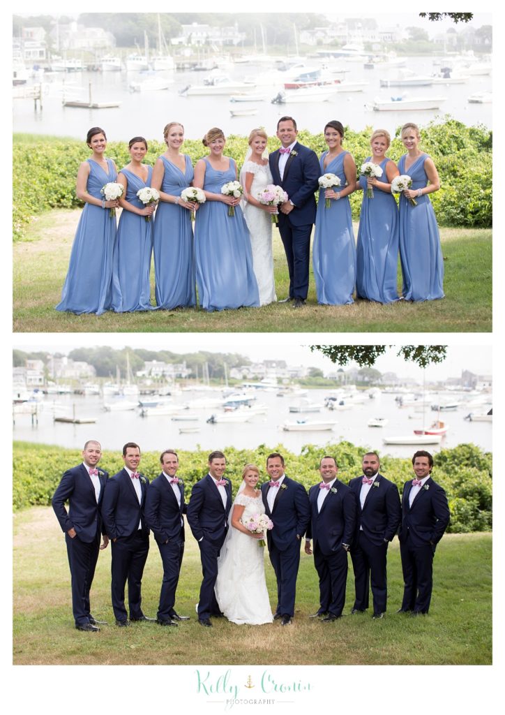 A wedding party stands together  | Kelly Cronin Photography | Cape Cod Wedding Photographer