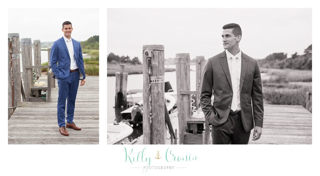 A man stands on a pier | Kelly Cronin Photography | Cape Cod Wedding Photographer