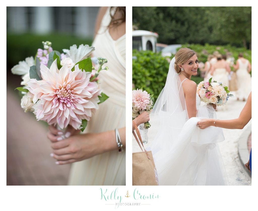 A bride holds her boquet | Kelly Cronin Photography | Cape Cod Wedding Photographer