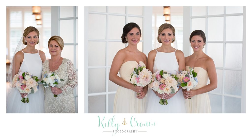 A bride stands with her girls | Kelly Cronin Photography | Cape Cod Wedding Photographer
