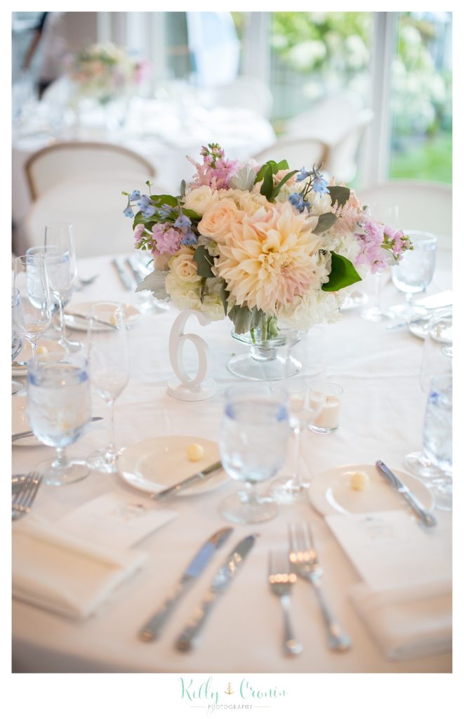 Flowers are arranged on a table | Kelly Cronin Photography | Cape Cod Wedding Photographer