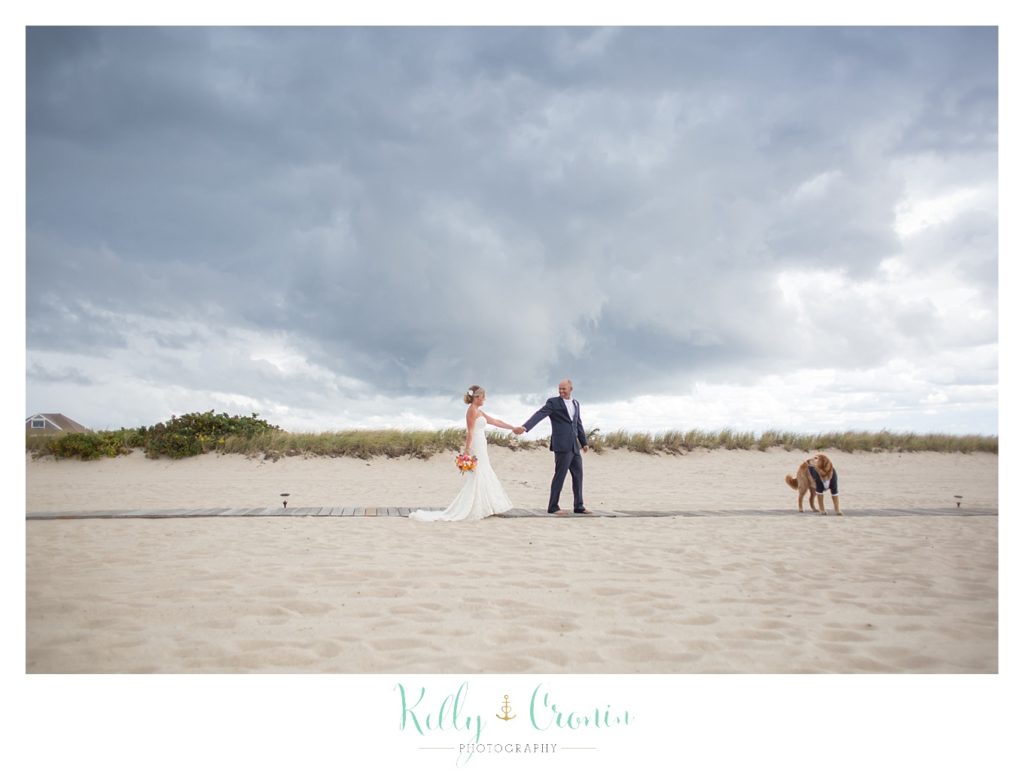 A man walks after his dog | Kelly Cronin Photography | Cape Cod Wedding Photographer