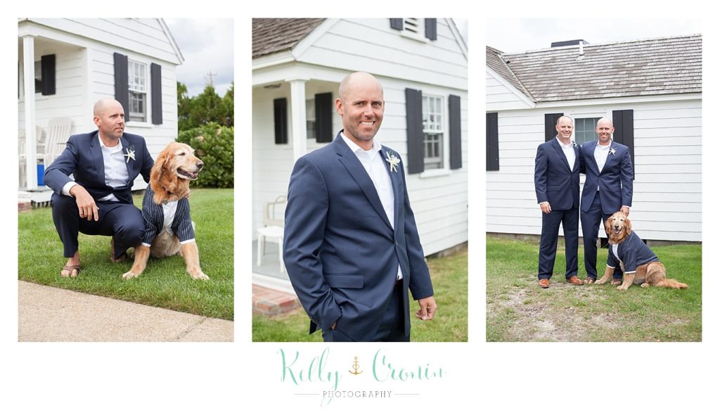 A man sits with his dog | Kelly Cronin Photography | Cape Cod Wedding Photographer