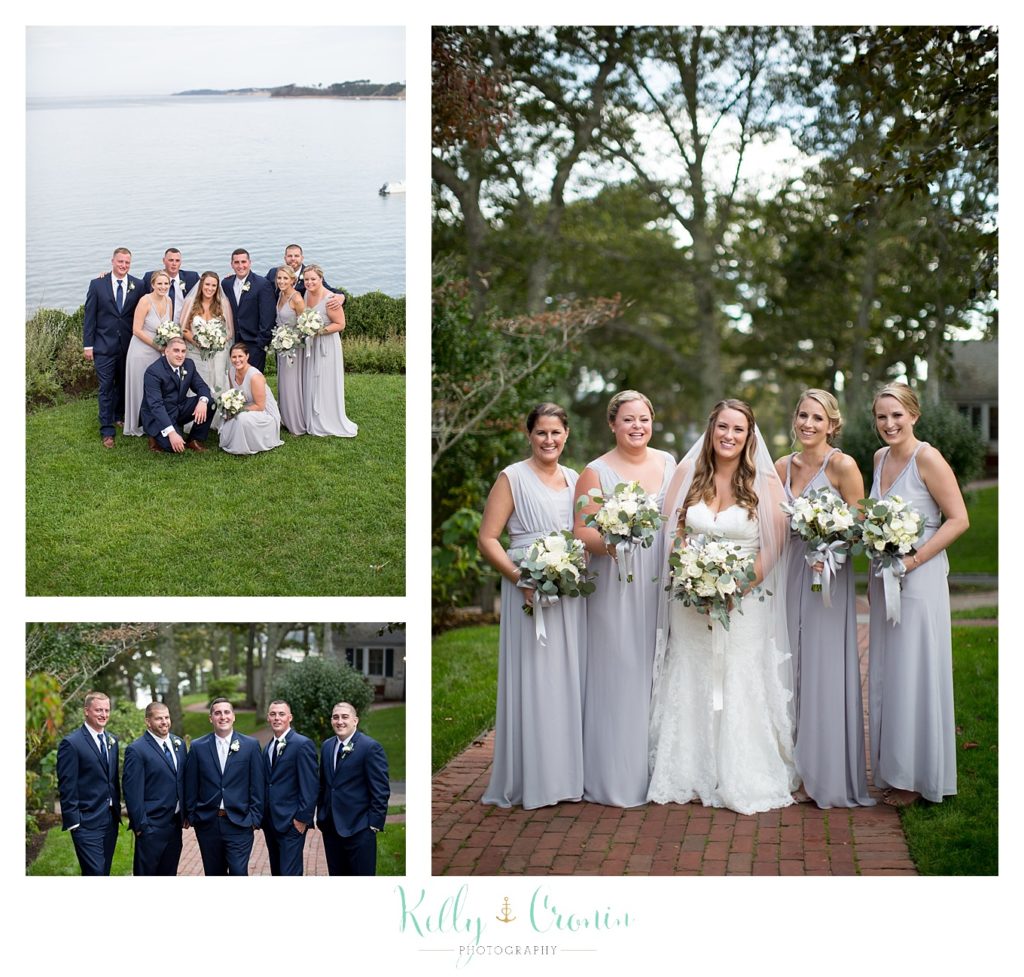 A bride poses with the wedding party | Kelly Cronin Photography | Cape Cod Wedding Photographer