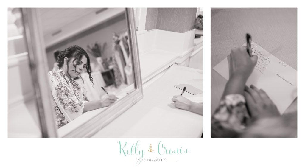 A guest signs a guestbook | Kelly Cronin Photography | Cape Cod Wedding Photographer