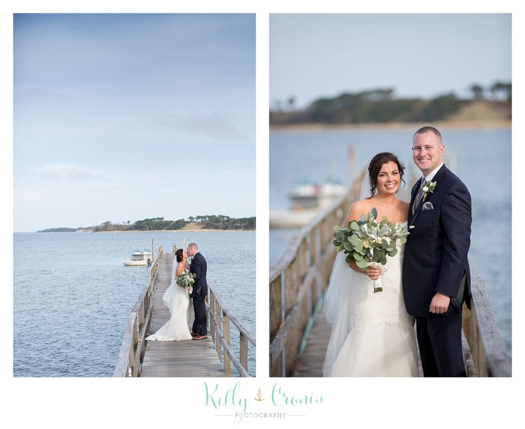 A bride and groom kiss | Kelly Cronin Photography | Cape Cod Wedding Photographer