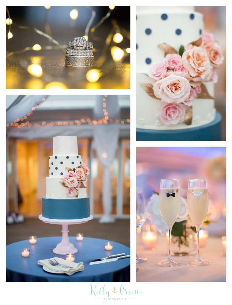 A wedding cake displayed | Kelly Cronin Photography | Cape Cod Wedding Photographer