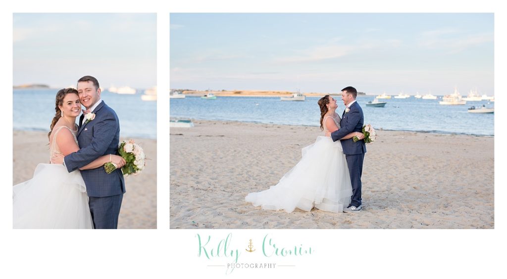 A man holds his bride | Kelly Cronin Photography | Cape Cod Wedding Photographer
