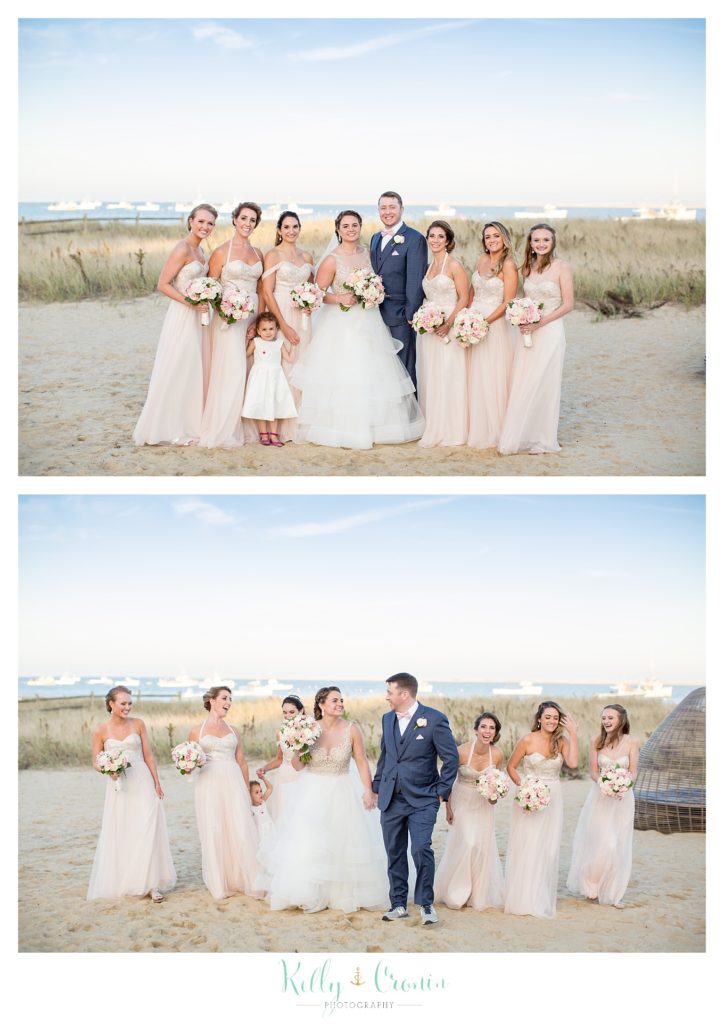 A groom stands with the bridal party | Kelly Cronin Photography | Cape Cod Wedding Photographer