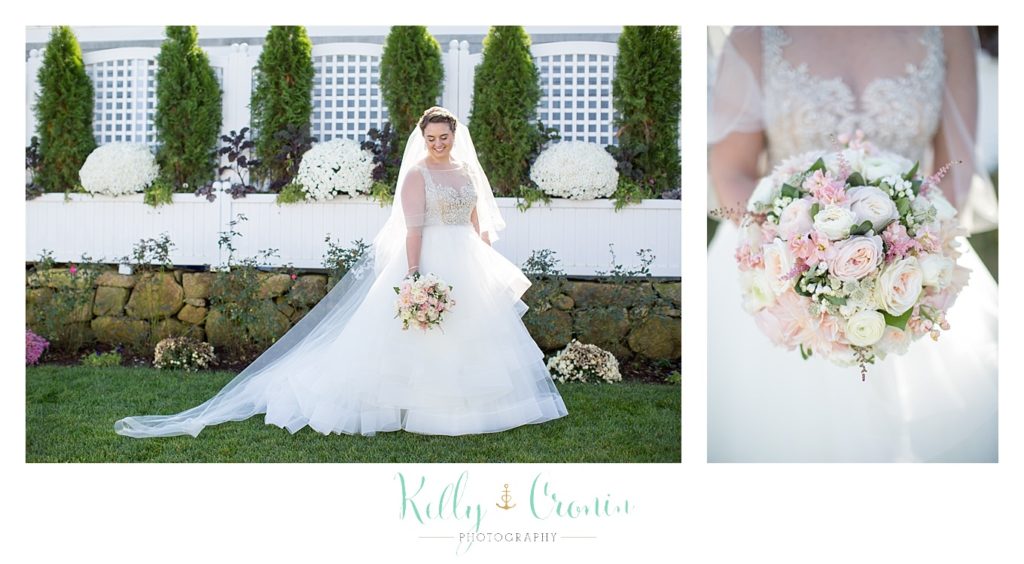 A bride poses in her dress | Kelly Cronin Photography | Cape Cod Wedding Photographer
