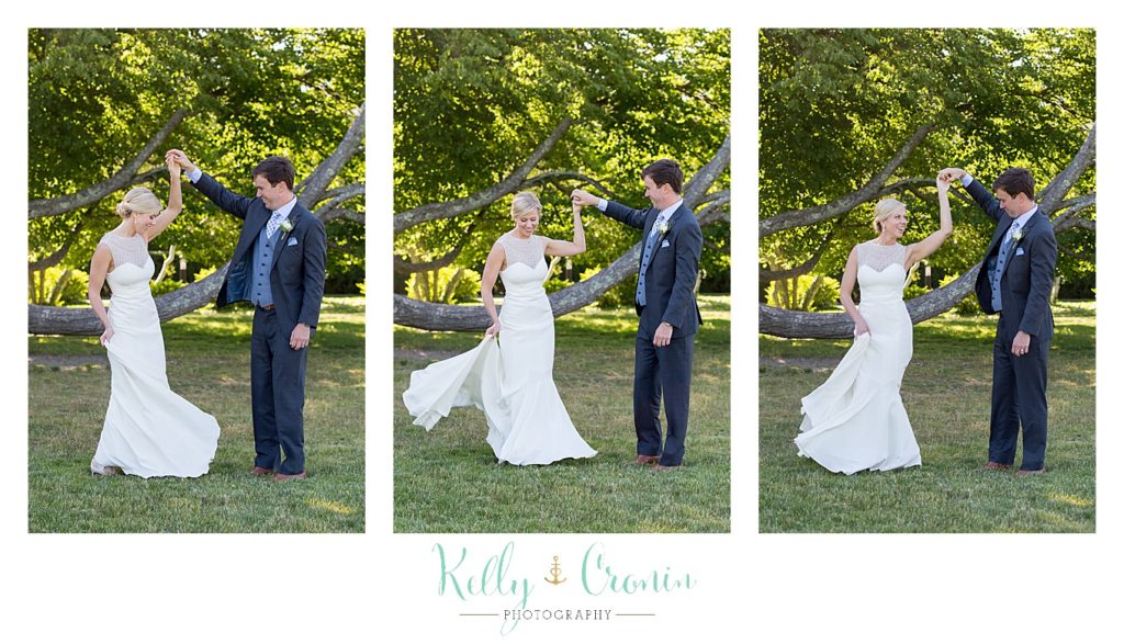 A groom dances with his bride | Kelly Cronin Photography | Ocean Edge Resort and Golf Club