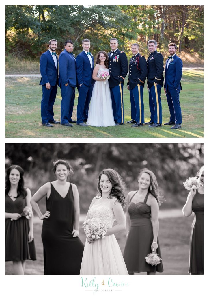 A bride poses with her friends | Wedding Photographer in Cape Cod | Kelly Cronin Photography