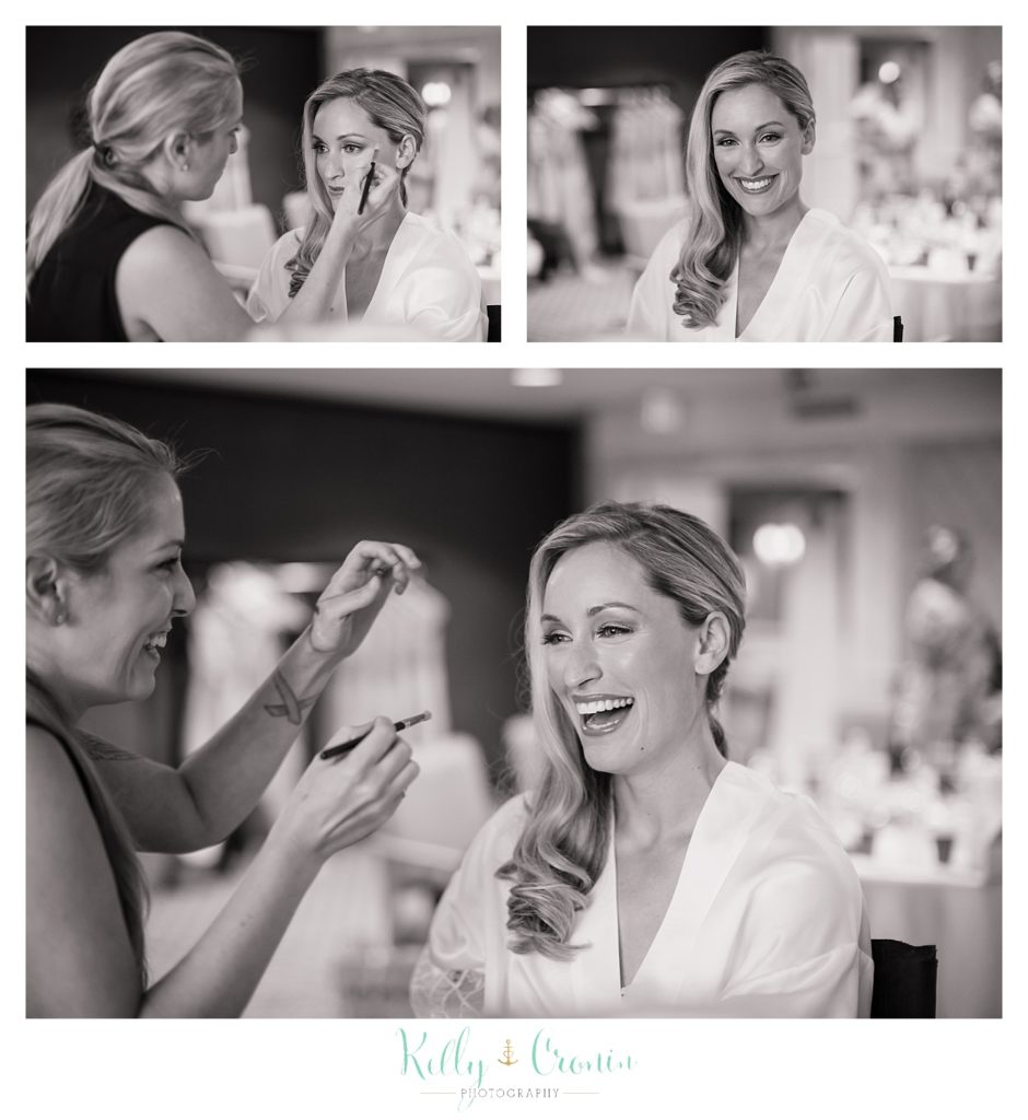 A bride gets ready for her wedding, a Romance in Cape Cod. | Captured by Kelly Cronin Photography
