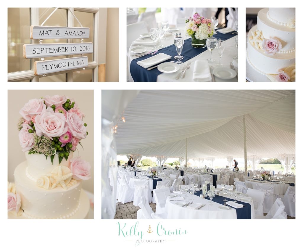 A venue is decorated for a wedding, wedding held at the White Cliffs Country club and captured by Kelly Cronin Photography