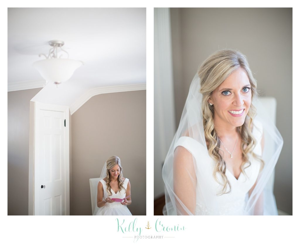 A bride steals a private moment before her wedding at The Dennis Inn, captured by Kelly Cronin Photography