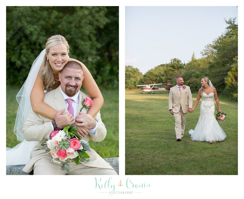 A bride throws her arms around her groom | Kelly Cronin Photography | CJ's Ranch
