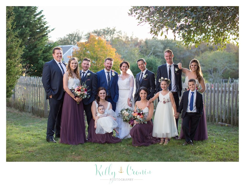 A wedding party pose after the ceremony, this was a Mooncussers Tavern Reception, captured by Kelly Cronin Photography
