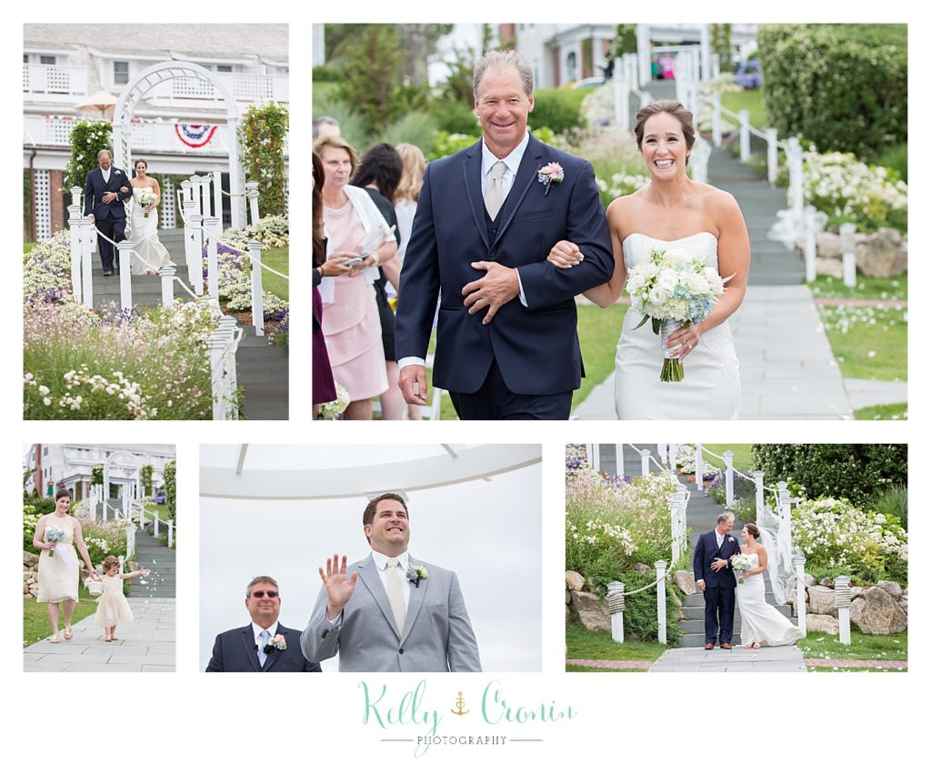 A man walks his daughter down the aisle | Kelly Cronin Photography | Lighthouse Beach