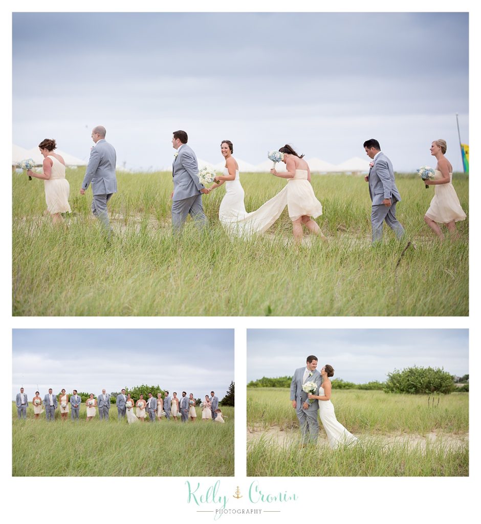 A wedding party pair up | Kelly Cronin Photography | Lighthouse Beach