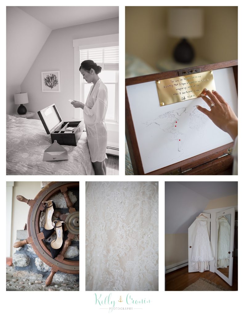 A bride opens surprises from her groom | Kelly Cronin | Wing's Neck Light 