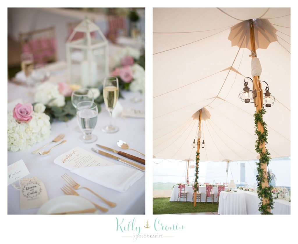 A venue is decorated for a romantic wedding | Kelly Cronin | Wing's Neck Light 