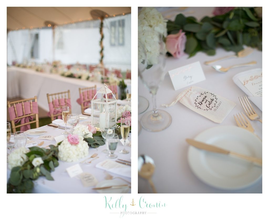 Tables are set for a wedding celebration | Kelly Cronin | Wing's Neck Light 