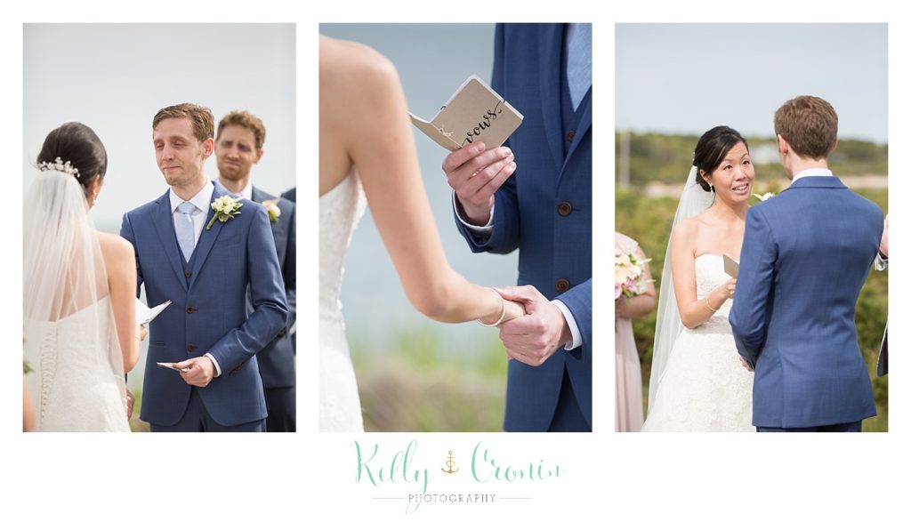 A couple exchange vows | Kelly Cronin | Wing's Neck Light 