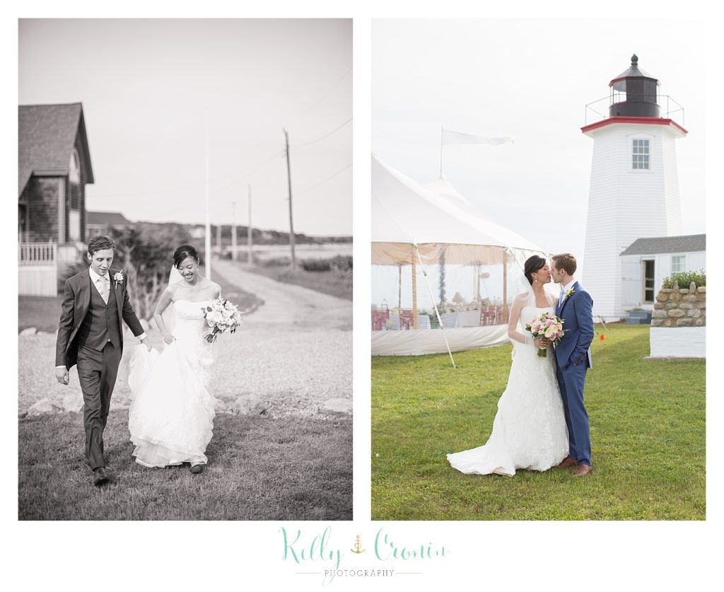 A couple enjoy a romantic moment after their wedding | Kelly Cronin | Wing's Neck Light 