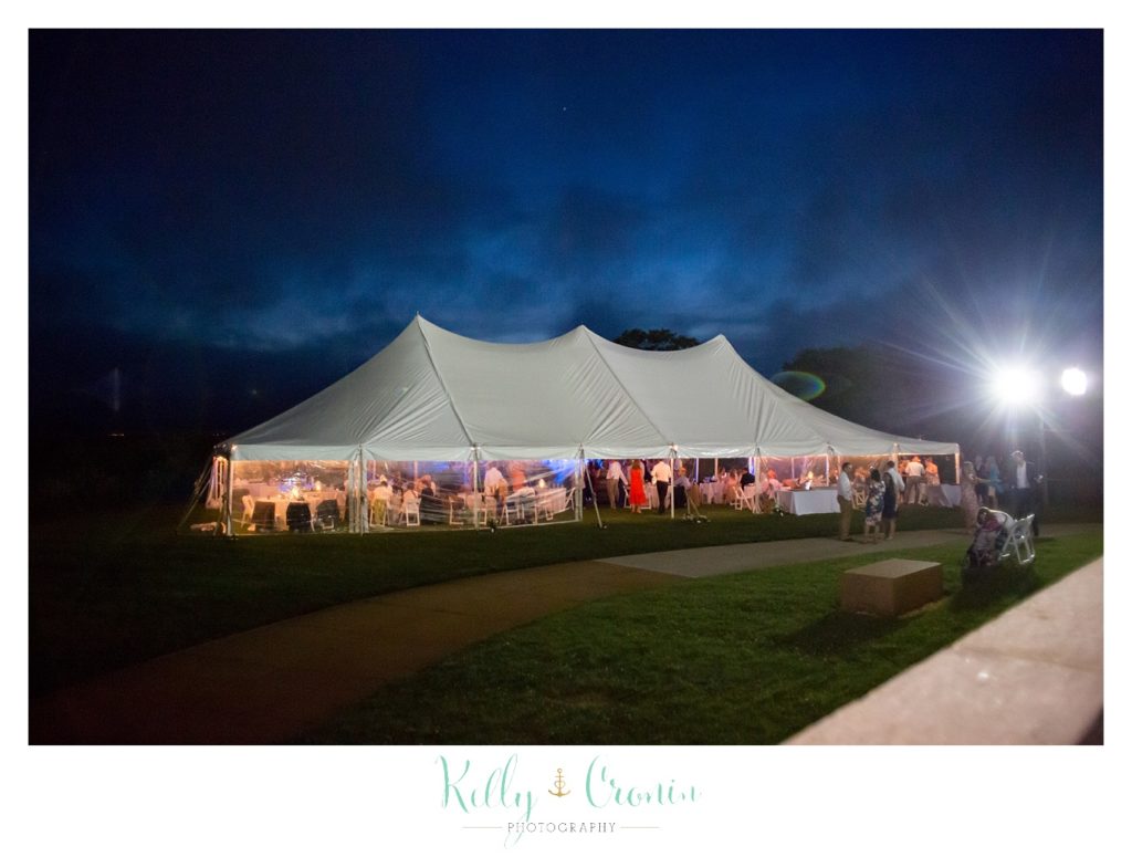 A tent is up for a wedding | Kelly Cronin Photography | Pilgrim Monument