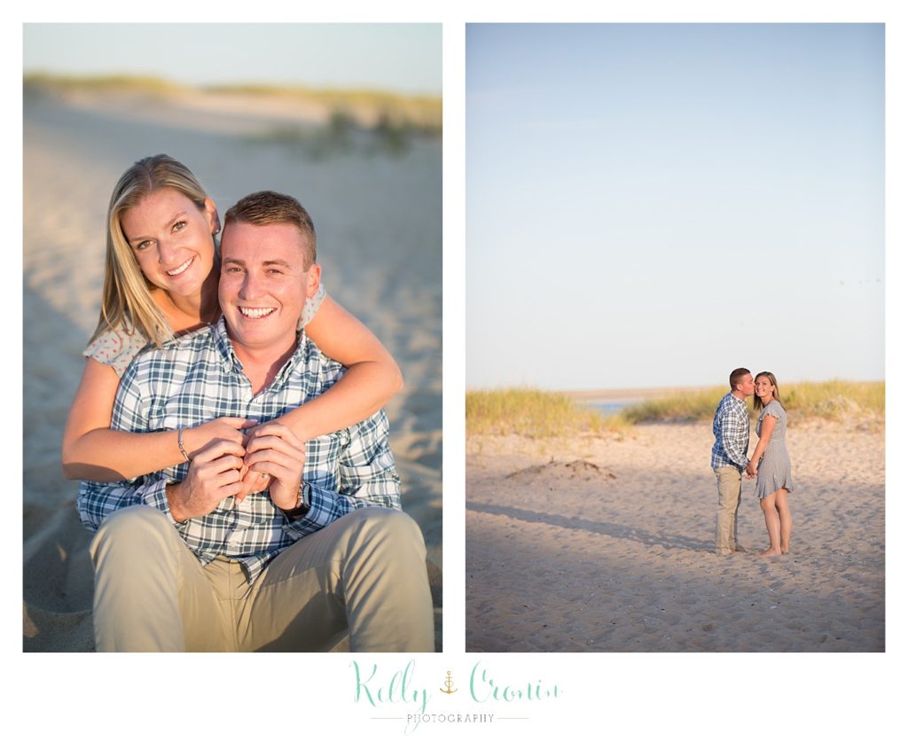 A woman hugs her fiance | Kelly Cronin Photography | Cape Cod Engagement Photographer
