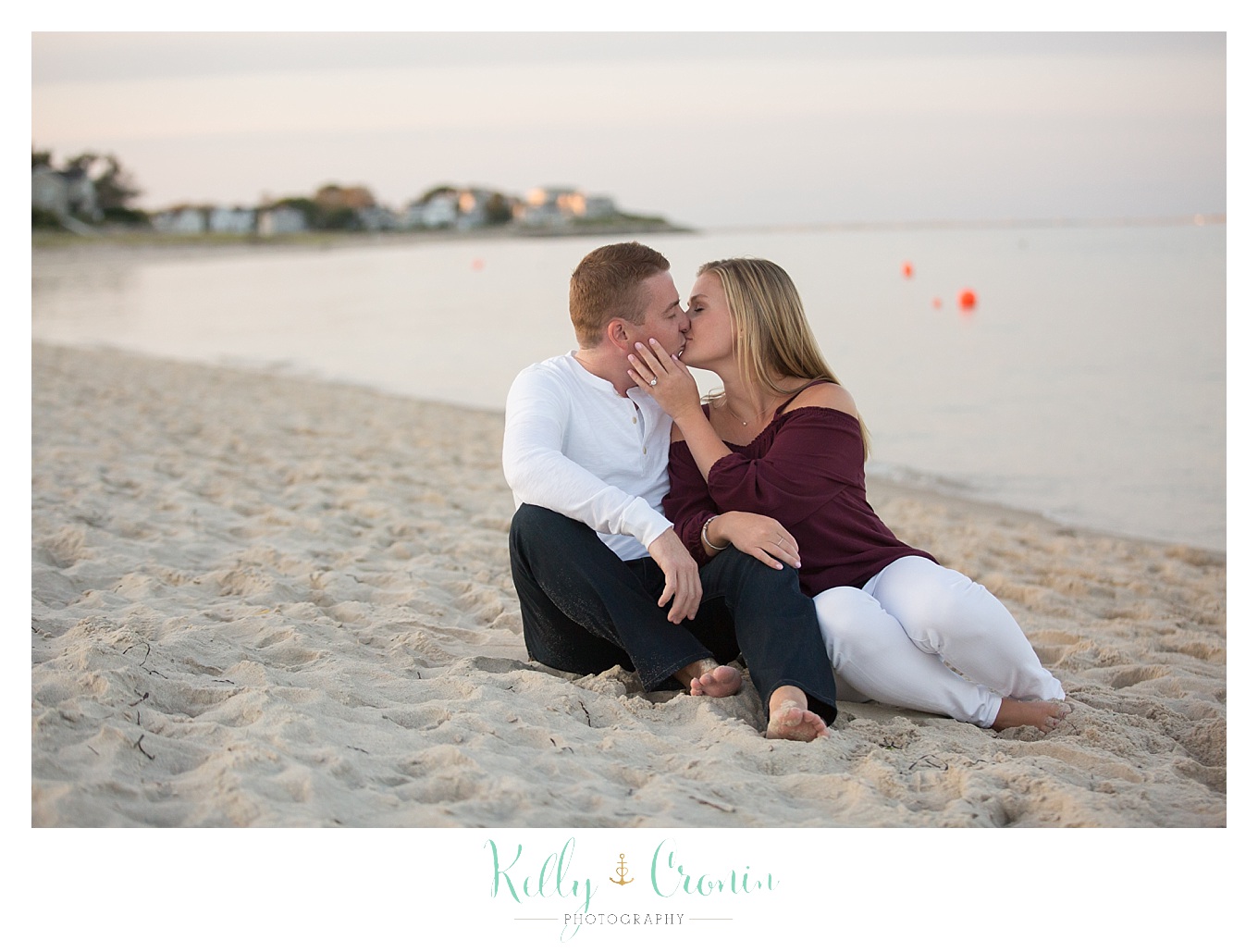 A man kisses his fiance | Kelly Cronin Photography | Cape Cod Engagement Photographer