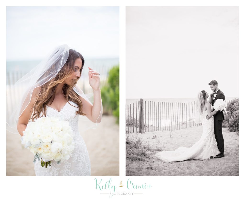 A woman holds her bouquet | Kelly Cronin Photography | Cape Cod love story