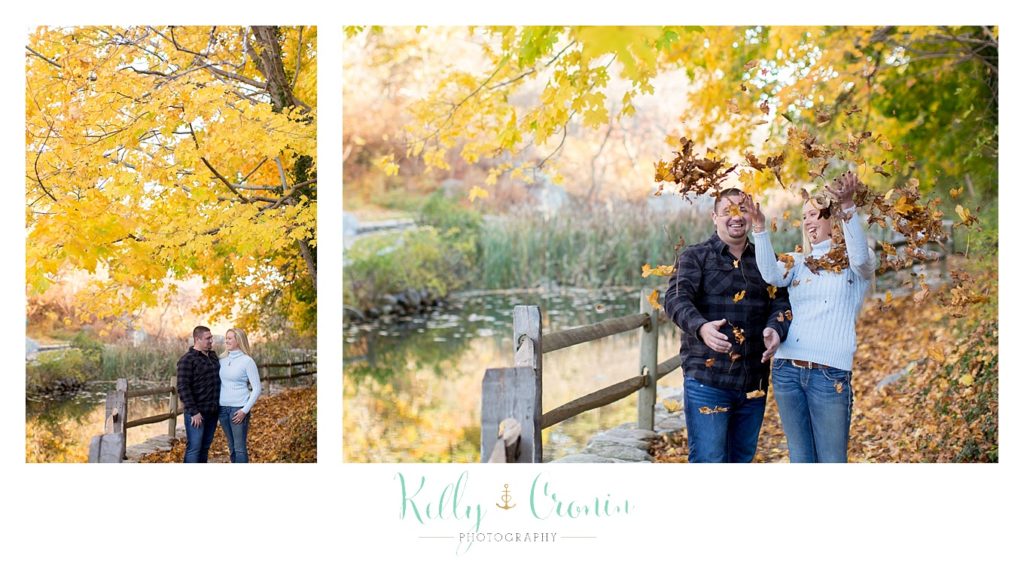 A couple poses for their Engagement Pictures In Cape Cod. 